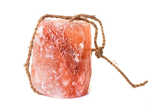 Kristallsalz Leckstein mit Hanfseil 1,4 kg aus einem Vorgebirge des Himalaya Salzstein Salzbrocken Lecksalz von NaturGut