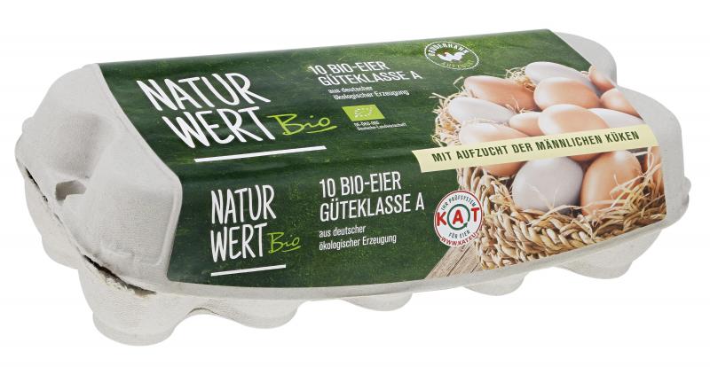 NaturWert Bio Eier Bruderhahn-Aufzufzucht braun/weiß Güteklasse A von NaturWert Bio