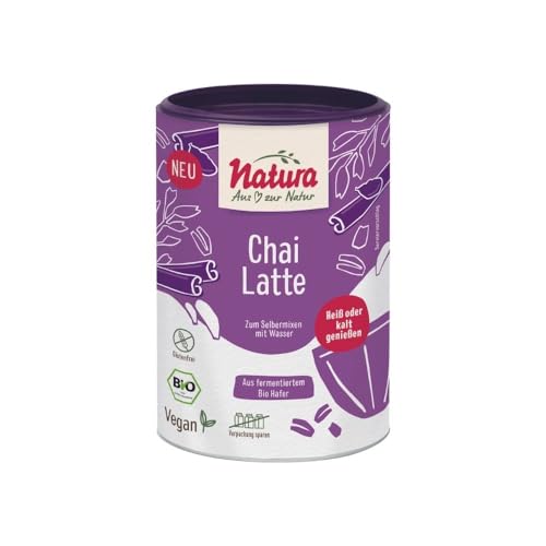 NATURA Bio Chai Latte Haferdrink Pulver aus fermentiertem Hafer - 100% glutenfrei & vegan - Instant Haferpulver 250 g für ca. 2,5 Liter von Natura
