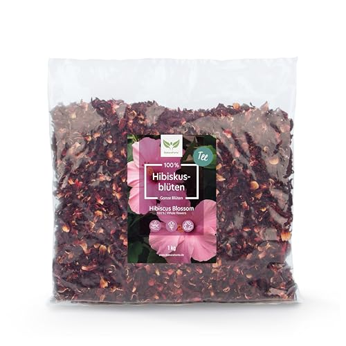 NaturaForte Hibiskusblüten getrocknet 1kg – Höchste Qualität, natürliche Hibiskus Blüten für Hibiskustee, fruchtig-säuerlicher Hibiscus Tee im Aroma-Beutel von NaturaForte