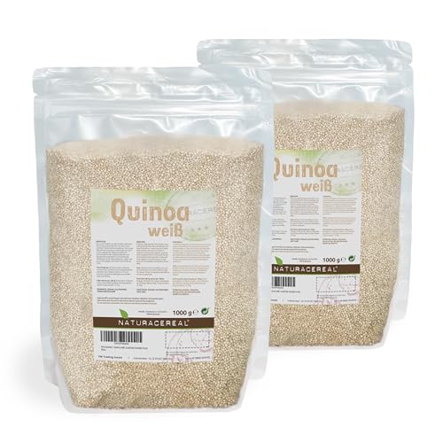 Naturacereal Quinoa Weiß 2kg - Umfangreiche Proteinquelle, Reich an Nährstoffen, Glutenfrei, Reich an Ballaststoffen - Ideal für Vegetarier, Veganer & Sportler von Naturacereal