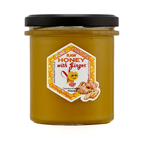 NATURAL FOOD Honig mit Zusatz von Gefriergetrockneten Früchten - für Desserts Süßspeisen Aromatisierte Tees Backwaren - Reiches Aroma und Geschmack - Gewicht 430 g - mit Ingwer von Natural Food
