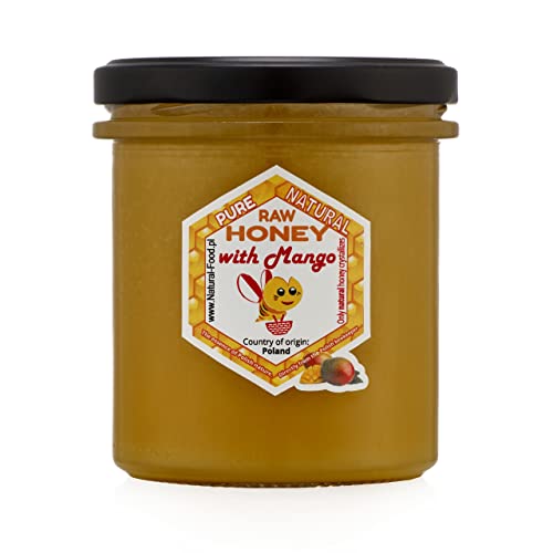 NATURAL FOOD Honig mit Zusatz von Gefriergetrockneten Früchten - für Desserts Süßspeisen Aromatisierte Tees Backwaren - Reiches Aroma und Geschmack - Gewicht 430 g - mit Mango von Natural Food