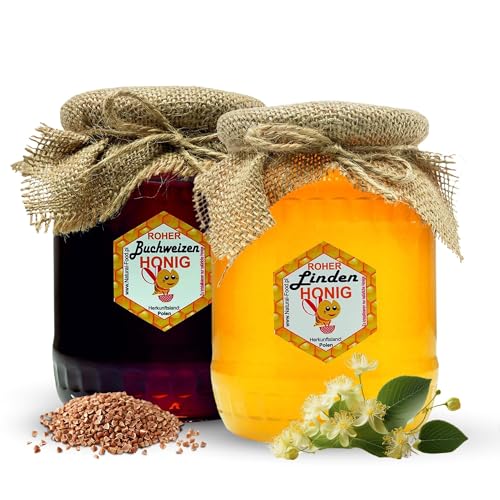 NATURAL FOOD Roher Honig - Direkt vom Imker - Roh Natürlich - Ohne Zusätze - Ungefiltert - Nicht Geschleudert oder Erhitzt - Geschenkidee - 2,2 KG - Buchweisen Linden Honig von Natural Food