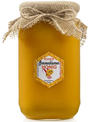 NATURAL FOOD Roher Honig - Direkt vom Imker - Roh Natürlich - Ohne Zusätze - Ungefiltert - Nicht Geschleudert oder Erhitzt - Geschenkidee - 5 x 1,1 KG - Sonnenblumenhonig von Natural Food