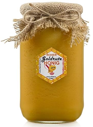 NATURAL FOOD Roher Honig - Direkt vom Imker - Roh Natürlich - Ohne Zusätze - Ungefiltert - Nicht Geschleudert oder Erhitzt - Geschenkidee - 1,1 KG - Goldrutenhonig von Natural Food