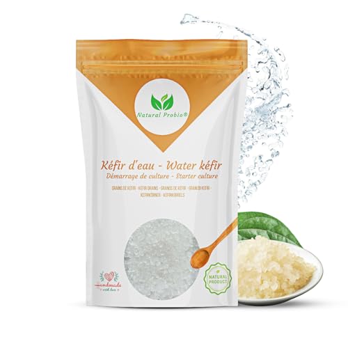 Natural Probio® Wasserkefir, Kefirpilz, Japankristalle, Kefirknollen, Starter Set + Anleitung, Rezept, Tipps, E-Book & Rezeptbibliothek + Kundenservice auf Lebenszeit (10g dehydriert/60g rehydriert) von Natural Probio
