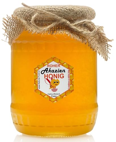 ROHER HONIG direkt vom Imker aus Polen - 11 KG - AKAZIEN - Roh, natürlich, sehr gesund, ohne Zusätze. Ungefiltert, nicht geschleudert oder erhitzt - 10 x 1,1 kg - Acacia-Honig von Natural Food