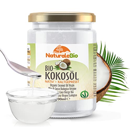 Bio Kokosöl 500ml Nativ. Kaltgepresst und Rein. Kokosöl bio kaltgepresst Herkunftsland Sri Lanka. Organic Raw Virgin Coconut Oil. NaturaleBio von NaturaleBio