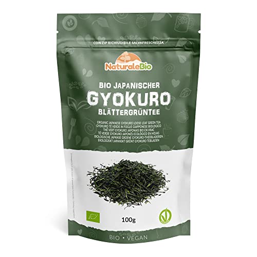 Japanischer Gyokuro Grüntee. 100g Bio Gyokuro Tee. Natürlicher und reiner grüner Tee. Reiner Bio Gyokuro Grüntee. Qualitätsprodukt original aus Japan. NaturaleBio von NaturaleBio
