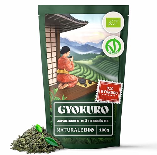 Japanischer Gyokuro Grüntee. 100g Bio Gyokuro Tee. Natürlicher und reiner grüner Tee. Reiner Bio Gyokuro Grüntee. Qualitätsprodukt original aus Japan. NaturaleBio von NaturaleBio