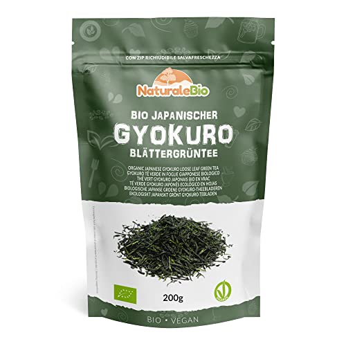 Japanischer Gyokuro Grüntee. 200g Bio Gyokuro Tee. Natürlicher und reiner grüner Tee. Reiner Bio Gyokuro Grüntee. Qualitätsprodukt original aus Japan. NaturaleBio von NaturaleBio