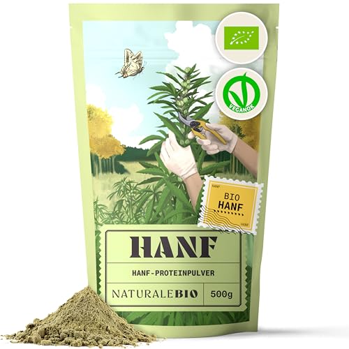 NaturaleBio Hanf protein pulver 500 g - Veganes Proteinpulver - Ideal für glutenfreie, milchfreie u. ketogene Ernährung - Hergestellt aus zertifiziert biologischen Hanfsamen - Organisches Hanfprotein NaturaleBio Hanf protein pulver 500 g - Veganes Proteinpulver - Ideal für glutenfreie, milchfreie u. ketogene Ernährung - Hergestellt aus zertifiziert biologischen Hanfsamen - Organisches Hanfprotein von NaturaleBio