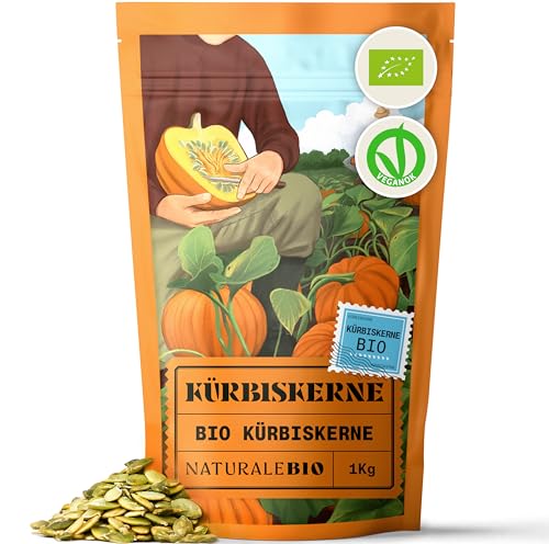 NaturaleBio Kürbiskerne 1kg | 100% Bio Vegan, glutenfrei, ohne Gentechnik | Reich an Nährstoffen & Antioxidantien | Unterstützt Herz-, Blut- & Knochengesundheit | Ideal für Kochen & als Snack NaturaleBio Kürbiskerne 1kg | 100% Bio Vegan, glutenfrei, ohne Gentechnik | Reich an Nährstoffen & Antioxidantien | Unterstützt Herz-, Blut- & Knochengesundheit | Ideal für Kochen & als Snack von NaturaleBio