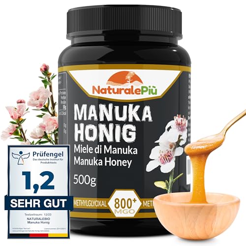 Manuka-Honig 800+ MGO – 500g Manuka-Honig – Qualitätsprodukt hergestellt in Neuseeland – Von akkreditierten Laboratorien getestetes Methylglyoxal – NaturalePiù von NaturalePiù