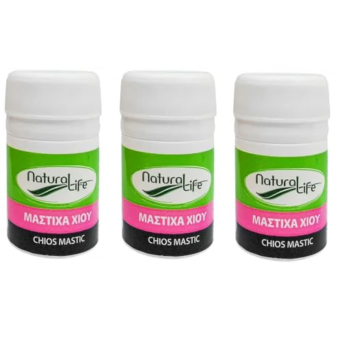 Chios Mastic Naturalife Harz Gummi Mastiha Öl Natur – Dicke Tränen/Körnung, 3 Packungen à 10 g von Naturalife