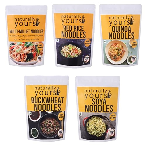 Naturally Yours 5-in-1 Noodles Combo | No Refined Flour, Not Fried, Vegan, No Preservatives, Includes Seasoning Pack Inside | 900g (180g Each) von Naturally Yours