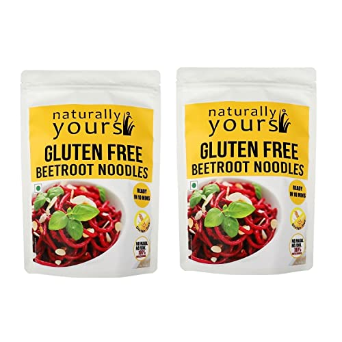 Naturally Yours Noodles Beetroot Gluten-Free | 100% Natural & Vegetarian | No Onion No Garlic | No Preservatives Artificial Flavors, Colors or MSG | (Pack of 2 & Each Pack Contains 100g) von Naturally Yours
