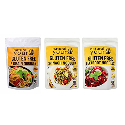 Naturally Yours Noodles Combo Gluten-Free | 100% Natural & Vegetarian | Easy & Instant to Cook | No Refined Wheat Flour, Not Fried, No Preservatives | Includes Tastemaker | 300g von Naturally Yours