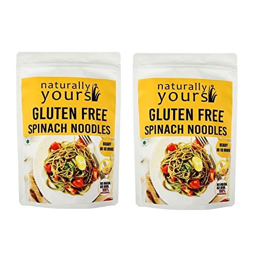 Naturally Yours Noodles Spinach Gluten-Free | 100% Natural & Vegetarian | No Onion No Garlic | No Preservatives Artificial Flavors, Colors or MSG | (Pack of 2 & Each Pack Contains 100g) von Naturally Yours