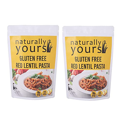 Naturally Yours Pasta Red Lentil Gluten Free | 100% Natural & Vegetarian | Corn Amaranth Bengal Gram Jowar Rice | Easy to Cook & Rich in Fiber | 200g (Pack of 2) von Naturally Yours