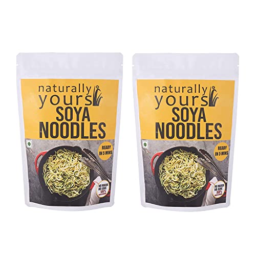 Naturally Yours Soya Noodles | 100% Natural & Vegetarian | No Preservatives Artificial Flavors, Colors or MSG | (Pack of 2, Each Pack Contains 180g) von Naturally Yours