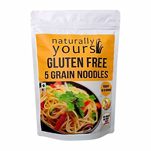 naturally yours Glutenfreie 5-Korn-Nudeln von Naturally Yours, 100 g, ohne Maida, nicht frittiert, vegan, ohne Konservierungsstoffe, inklusive Tastemaker von Naturally Yours