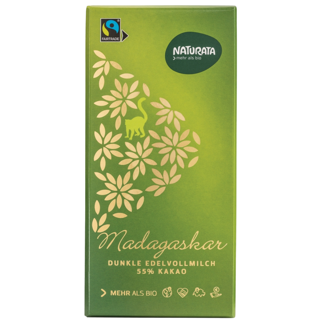 Bio Madagaskar Dunkle Edelvollmilch 55% Bio Madagaskar Dunkle Edelvollmilch 55% von Naturata