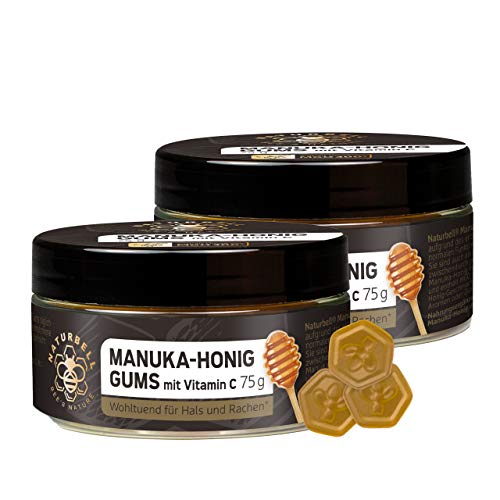 Naturbell Manuka-Honig Gums mit Vitamin C, wohltuende Hustenbonbon Gums mit echtem Manuka Honig aus Neuseeland, ideal bei Erkältung und Hustenreiz, 2 x 75g von Naturbell