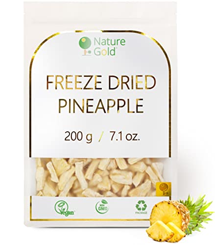 Gefriergetrocknete Ananas in Scheiben | 200g | 100% Natürlich & Vegan | GVO-frei | Ohne Zucker und Ohne Zusatzstoffe ~*~ von Nature Gold