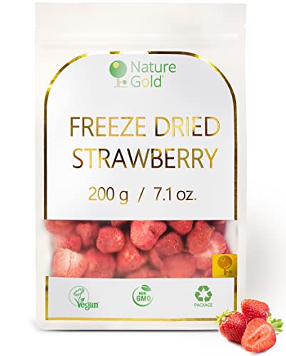 Gefriergetrocknete ganze Erdbeeren | 200g | 100% Natürlich & Vegan | GVO-frei | Ohne Zucker und Ohne Zusatzstoffe ~*~ von Nature Gold