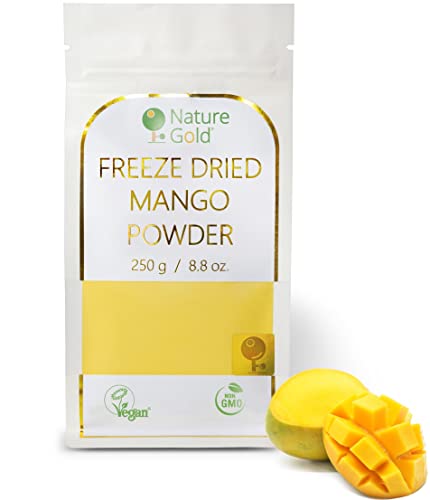 Gefriergetrocknetes Mangopulver | 250g | 100% Natürlich & Vegan | GVO-frei | Ohne Zucker und Ohne Zusatzstoffe ~*~ von Nature Gold