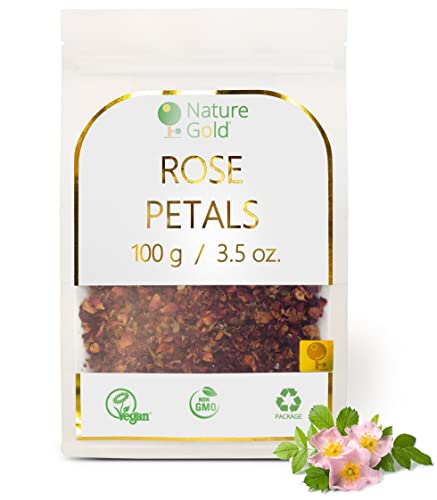 Rosenblätter Getrocknet Essbar | 100g | 100% Natürlich & Vegan | GVO-frei | Ohne Zucker und Ohne Zusatzstoffe ~*~ von Nature Gold