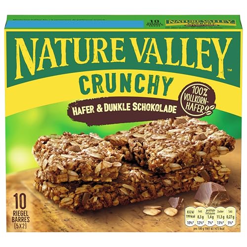 Nature Valley Hafer & Dunkle Schokolade Crunchy Multipack, Knusprige Müsliriegel mit Vollkornhafer und dunkler Schokolade, 5 Riegel à 42g (210g), je Packung 2 Riegel von Nature Valley