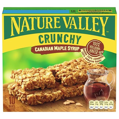 Nature Valley Crunchy Kanadischer Ahornsirup, Müsliriegel, Leckere und gesunde Riegel, Haferriegel, Müsliriegel Großpackung, Köstliche Vollkorn Hafer Riegel ohne Konservierungsstoffe, 5 x 210g von Nature Valley