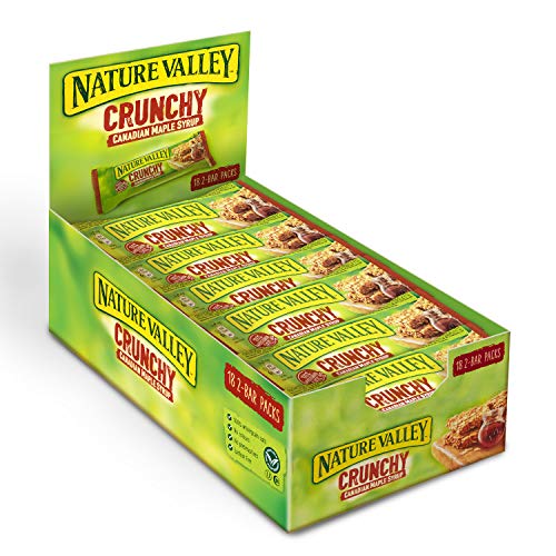 Nature Valley Crunchy Kanadischer Maple Sirup, 18x2-Bar Pack (18 x 42g), Müsliriegel, Leckere Riegel, Haferriegel, Müsliriegel Großpackung, Haferriegel ohne Zucker, Gesunde Hafer Riegel von Nature Valley