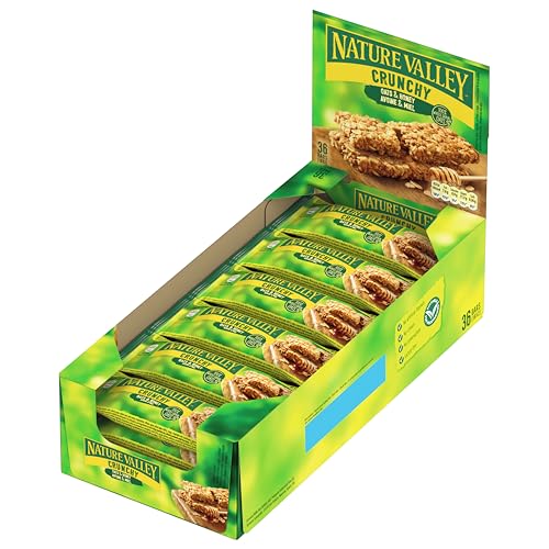 Nature Valley Crunchy Oats & Honey, 18x2-Bar Pack (18 x 42g), Müsliriegel, Leckere und gesunde Riegel, Haferriegel, Müsliriegel Großpackung, Köstliche Vollkorn Hafer Riegel ohne Konservierungsstoffe von Nature Valley