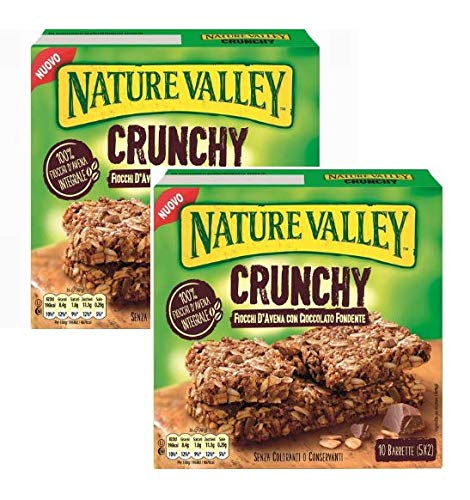 Nature Valley Knusprige Riegel Haferflocken Vollkorn- und Zartbitterschokolade ohne Farbstoffe und Konservierungsstoffe Natürlich laktosefrei Für Vegetarier geeignet - 2 x 210 Gramm (2 x 10 Takte) von Nature Valley