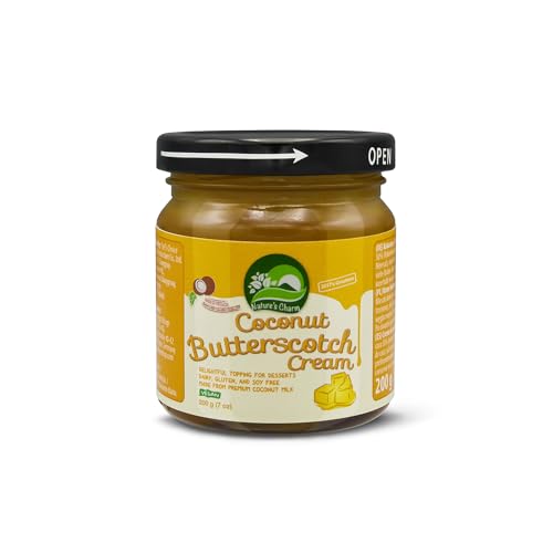 Nature's Charm Dessert Sauce Kokosnuss Butter Scotch – Sauce auf Kokosnussbasis – Ideal als Topping für Süßspeisen – 1 x 200 g von Nature's Charm