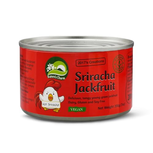 Nature's Charm Sriracha Jackfruit – Vegane Köstlichkeit mit angenehmer Schärfe – Ideal für Salate, Currys und Suppen – 1 x 200 g von Nature's Charm
