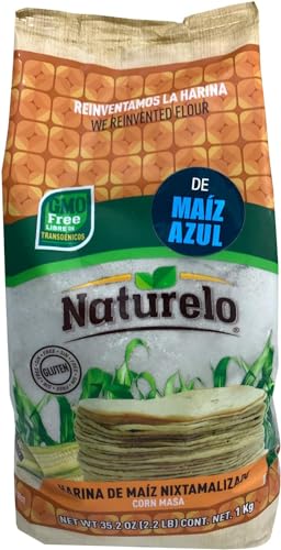 Nixtamalisiertes Maismehl aus 100% natürlichem Lila-Mais, Pack 1kg - Harina de Maiz Azul Nixtamalizado NATURELO 1Kg von NATURELO