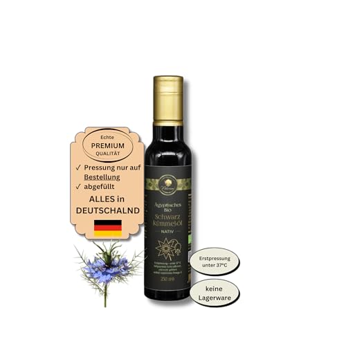 Naturezon Ägyptisches Bio Schwarzkümmelöl 250ml (nächste Pressung 02.05.) - nur erste Pressung - frisch gepresst nach Bestellung, mühlenfrisch - kaltgepresst unter 37°C - nativ von Naturezon