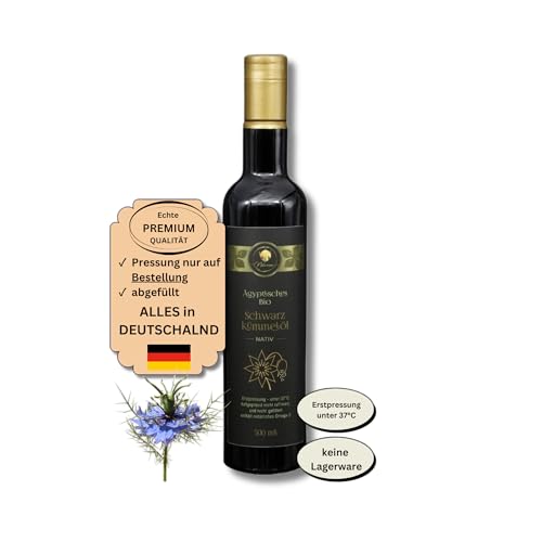 Naturezon Ägyptisches Bio Schwarzkümmelöl 500ml (nächste Pressung 02.05.) - nur erste Pressung - frisch gepresst nach Bestellung, mühlenfrisch - kaltgepresst unter 37°C - nativ von Naturezon