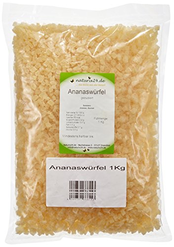 Naturix24 Ananaswürfel, Ananasstücke getrocknet – Beutel, 2er Pack (2 x 1 kg) von Naturix24