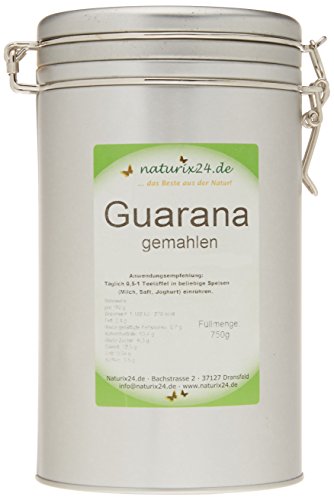 Naturix24 Guarana reines Pulver Bügelverschlußdose, 1er Pack (1 x 750 g) von Naturix24