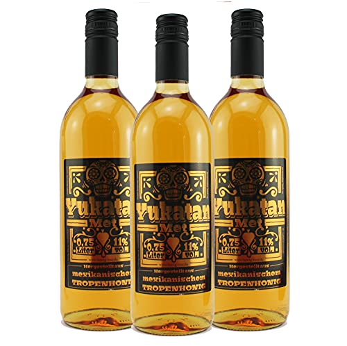 3 Flaschen Met Yukatanhonig á 0,75l (11% vol.) Honigwein von Naturprodukte-MV