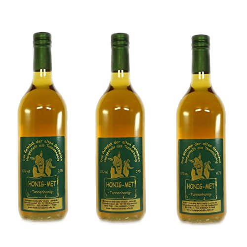 3 Flaschen Met Tannenhonig á 0,75 Liter 10% vol. Honigwein von Naturprodukte-MV