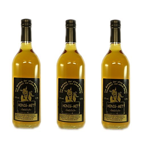 3 Flaschen Met fruchtig lieblich á 0,75 Liter 10% vol. Honigwein von Naturprodukte-MV