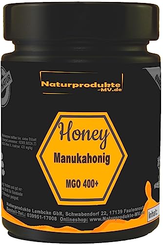 Manuka Honig MGO 400+ 250g schwarzes Echtglas Premiumqualität 100% aus Neuseeland Manukahonig von Naturprodukte-MV