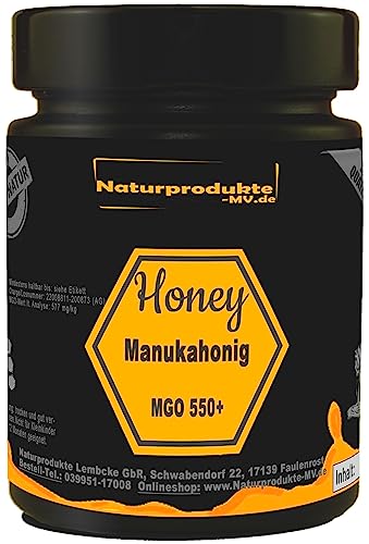 Manuka Honig MGO 550+ 250g im schwarzen Schmuckglas Grasetikett PUR, ROH & ZERTIFIZIERT Premium Qualität 100% natürlich Manukahonig Manuka Honig MGO 550+ 250g im schwarzen Schmuckglas Grasetikett PUR, ROH & ZERTIFIZIERT Premium Qualität 100% natürlich Manukahonig von Naturprodukte-MV